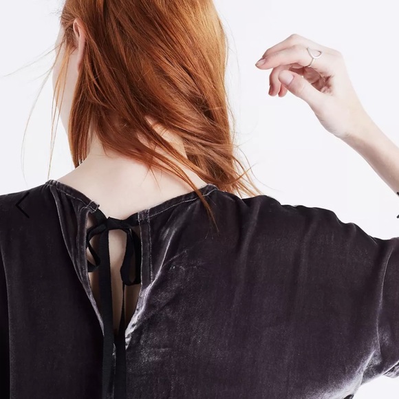 Madewell Gray Velvet Tie Neck Tunic/Dress - Picture 2 of 15